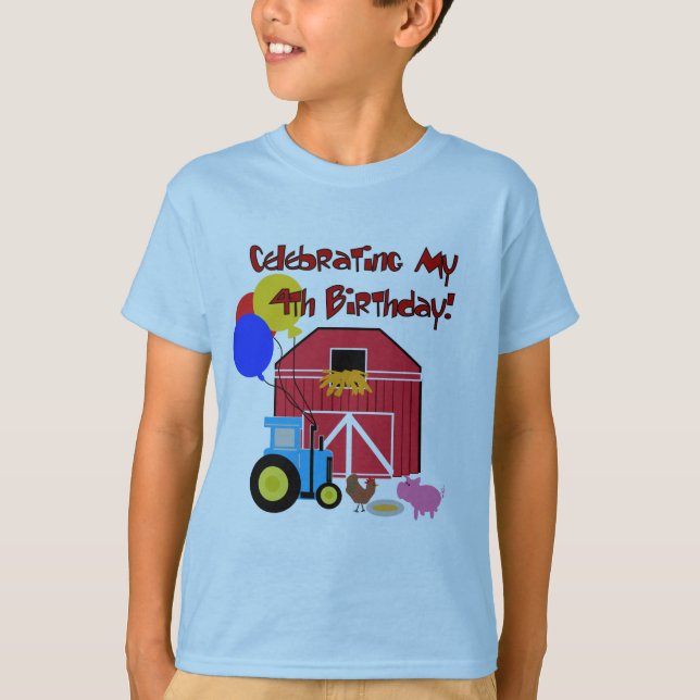 Farm 4th Birthday Tshirts and Gifts (Front)