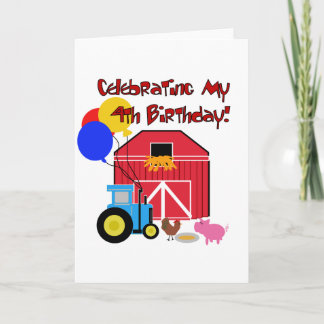 Farm 4th Birthday Tshirts and Gifts Card