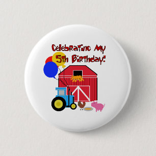 Farm 5th Birthday 6 Cm Round Badge