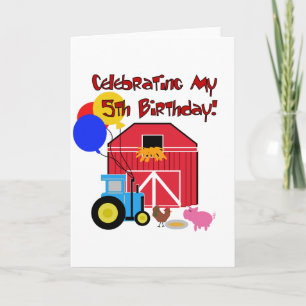 Farm 5th  Birthday Tshirts and Gifts Card