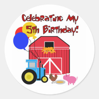 Farm 5th  Birthday Tshirts and Gifts Classic Round Sticker