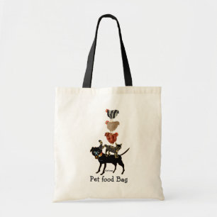 Farm acrobats. dog, cat, 3 hens! tote bag