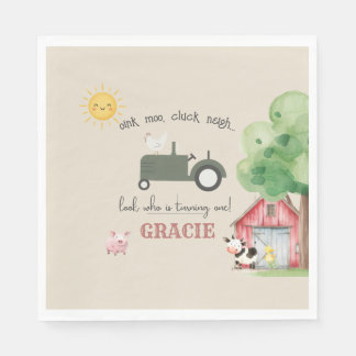 Farm and Animals Birthday Paper  Napkin