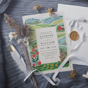 Farm and Field Rustic Elegant Modern Wedding Invitation