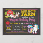Farm and Unicorn Joint Birthday Invitation<br><div class="desc">All designs are © Happy Panda Print</div>