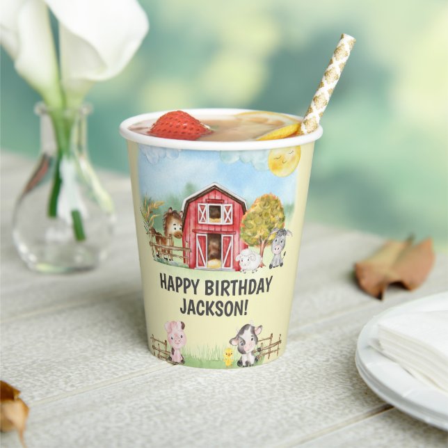 Farm Animal Barn Themed 2nd Birthday  Paper Cups (Insitu)