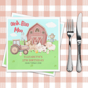 Farm Animal Birthday – Barnyard Girl Party Napkin