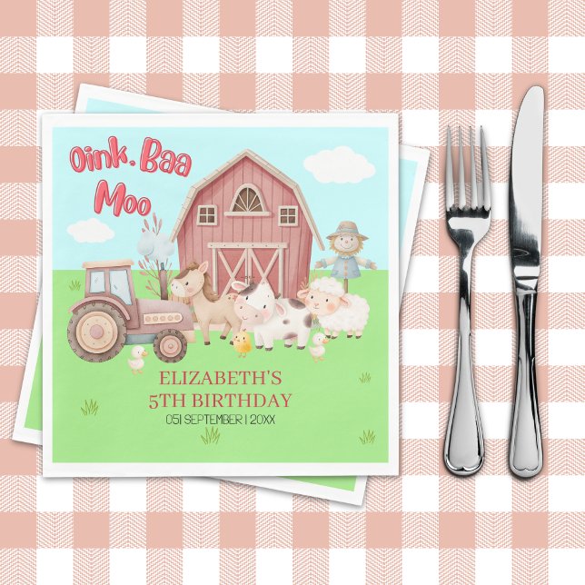 Farm Animal Birthday – Barnyard Girl Party Napkin (Creator Uploaded)