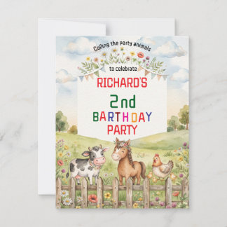 Farm Animal Birthday Party Kids Celebratin Invitation