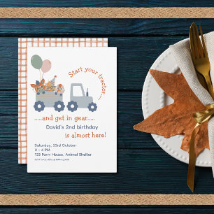 Farm Animal Birthday Tractor Party Animals Invitation