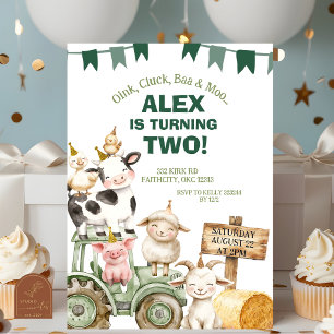 Farm Animal Boy 2nd Birthday Invitation