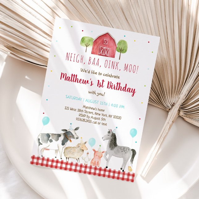 Farm Animal Boy Birthday Invitation (Creator Uploaded)