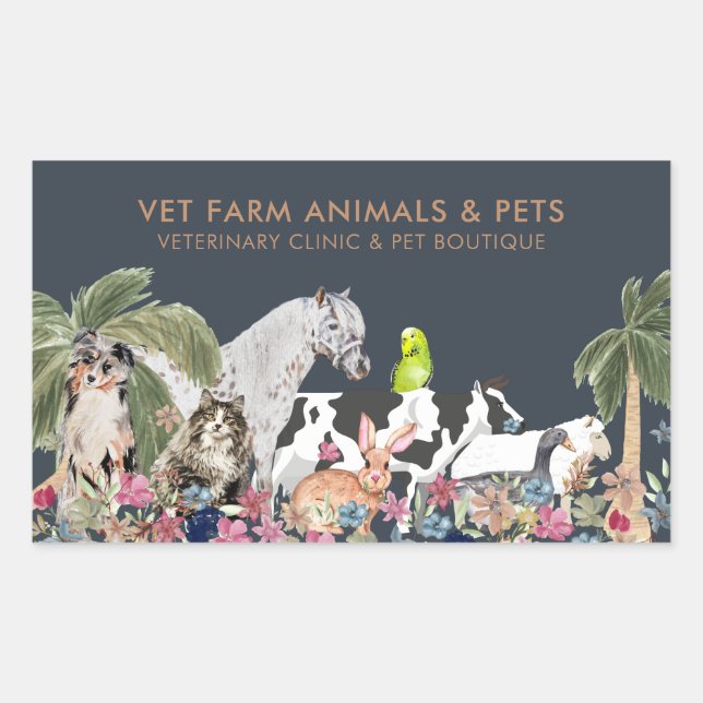 Farm Animal Cat Dog Bird Pet Rectangular Sticker (Front)
