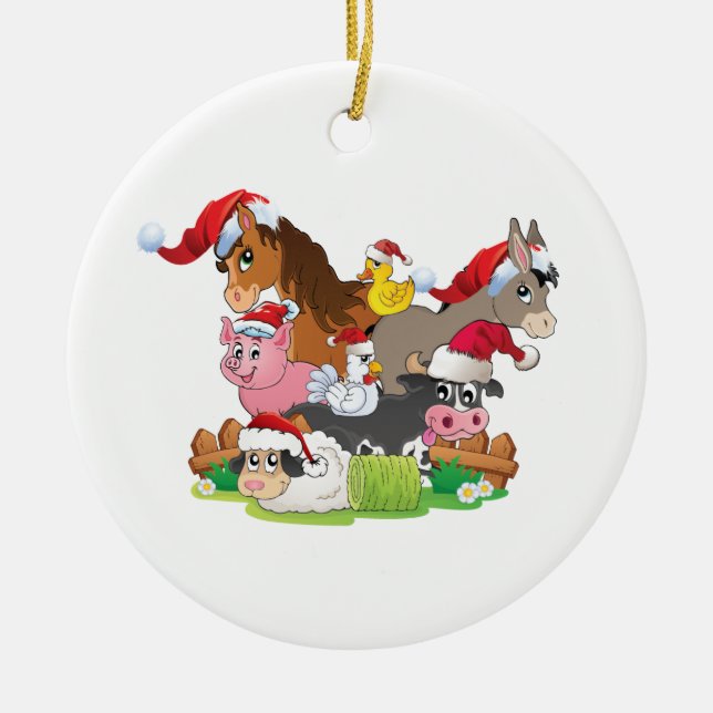 Farm Animal Christmas Ceramic Tree Decoration (Front)