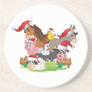 Farm Animal Christmas Coaster