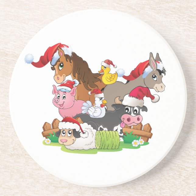 Farm Animal Christmas Coaster (Front)