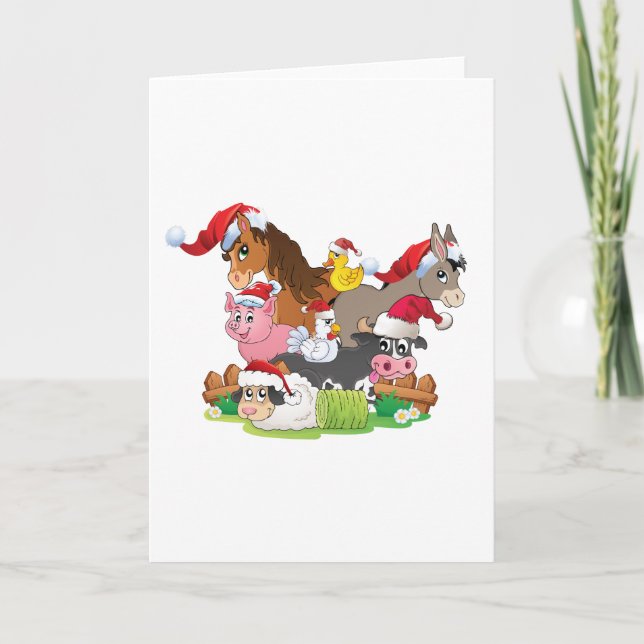 Farm Animal Christmas Holiday Card (Front)