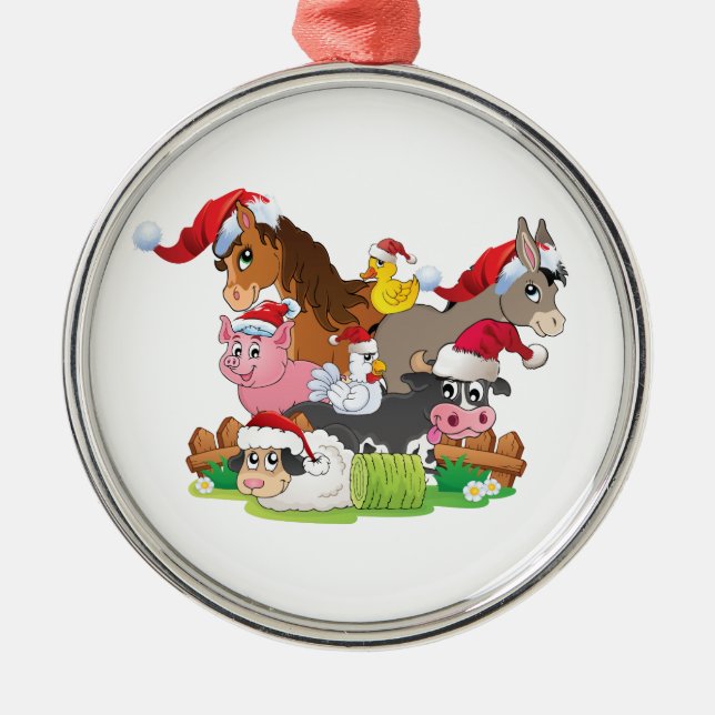 Farm Animal Christmas Metal Tree Decoration (Front)