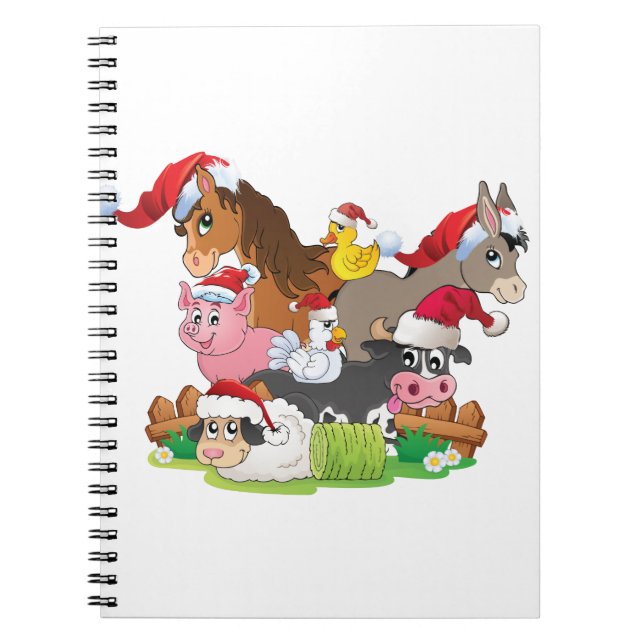 Farm Animal Christmas Spiral Notebook (Front)