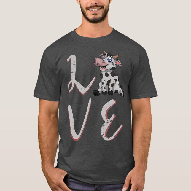 Farm Animal Cow Lover Valentines Day Gift Cow T-Shirt (Front)