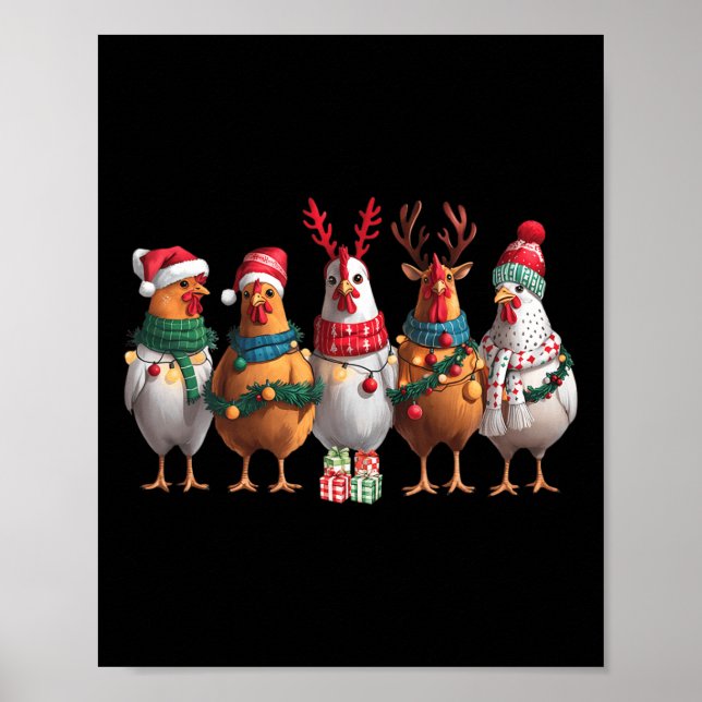 Farm Animal Cute Xmas Holiday Funny Chicken Christ Poster (Front)