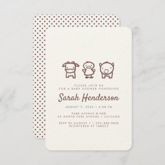 Farm Animal Doodles Baby Shower Invitation