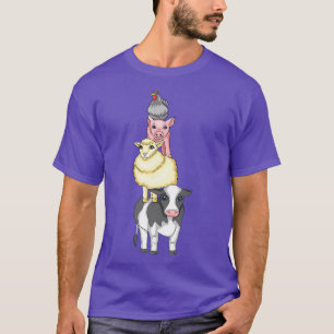 Farm Animal Family Cow Sheep Pig Rooster Premium  T-Shirt