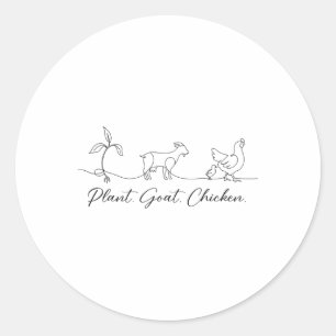 Farm Animal Farmer Goat Chicken Plant Lady Farming Classic Round Sticker