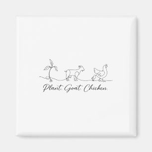 Farm Animal Farmer Goat Chicken Plant Lady Farming Magnet
