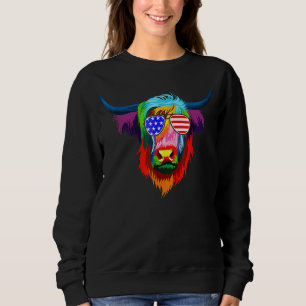 Farm Animal Farmer Scottish Cattle Colourful Highl Sweatshirt