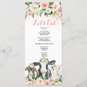 Farm Animal Floral Girl Baby Shower Menu
