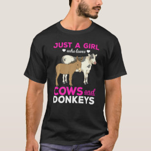 Farm Animal Girls Farmer Women Farming Donkey Cow T-Shirt