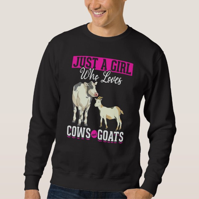 Farm Animal  Girls Farmer Women Farming Goat Cow Sweatshirt (Front)