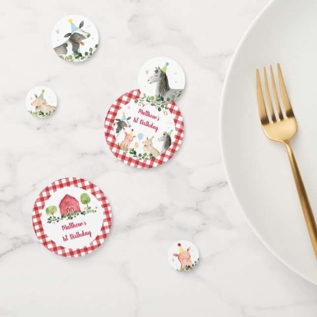 Farm Animal Greenery Birthday Confetti (Group)