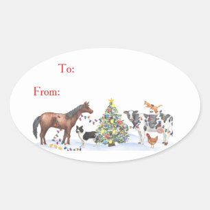 Farm Animal Holiday Gift Sticker