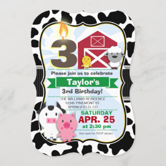 Farm Animal Kids Birthday Party Invitation