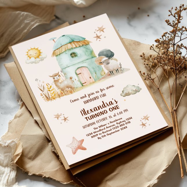 Farm Animal Kids Farmer 1st Birthday Party Invitation (Creator Uploaded)