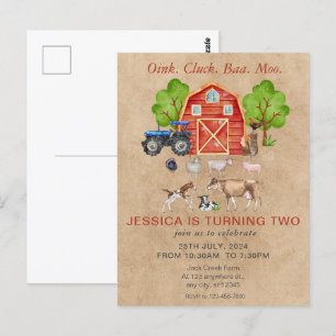 Farm Animal Kids Farmer 1st Birthday Party  Postcard