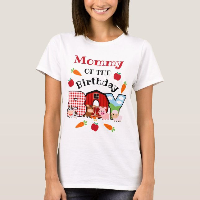 Farm Animal Mummy of the Birthday Boy | Barnyard  T-Shirt (Front)