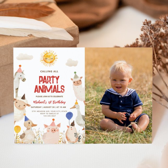 Farm Animal Photo Birthday Invitation (Creator Uploaded)