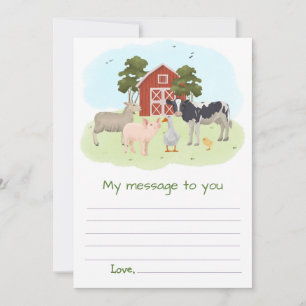 Farm Animal Time Capsule Message To You Blank Card