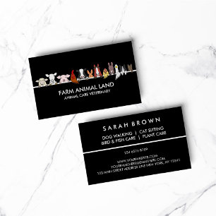Farm Animal Veterinary Black Business Card