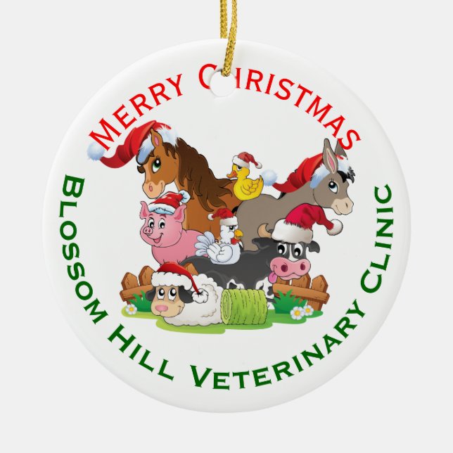 Farm Animal Veterinary Christmas Ceramic Tree Decoration (Front)