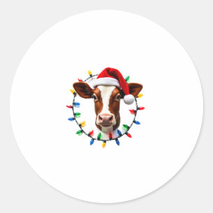 Farm Animal Xmas Pajamas Costume Farmer Christmas  Classic Round Sticker
