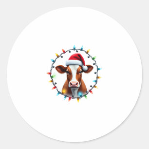 Farm Animal Xmas Pajamas Costume Farmer Christmas Classic Round Sticker