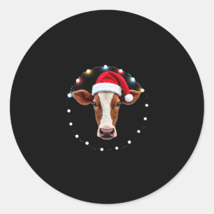 Farm Animal Xmas Pajamas Costume Farmer Christmas Classic Round Sticker