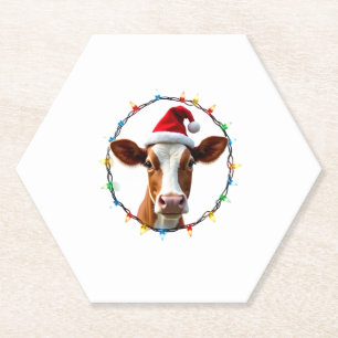 Farm Animal Xmas Pajamas Costume Farmer Christmas  Paper Coaster