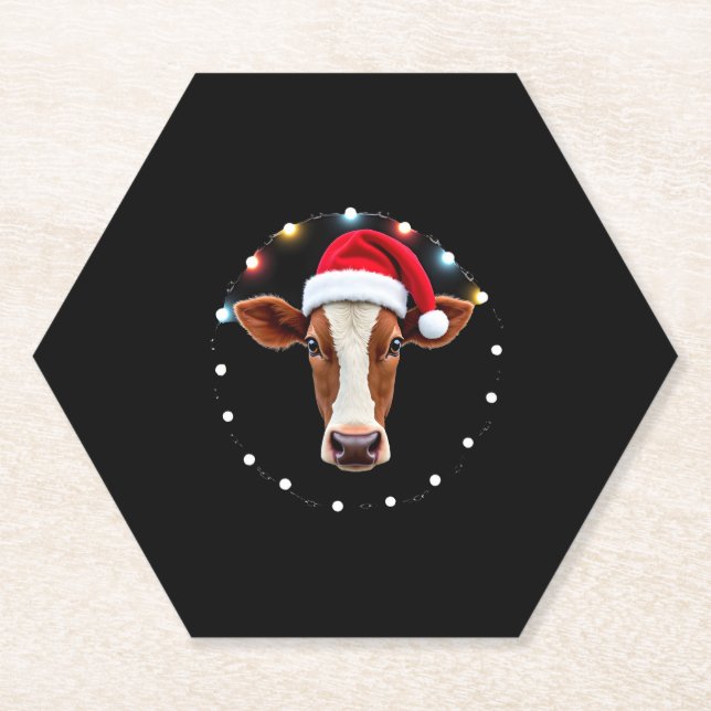 Farm Animal Xmas Pajamas Costume Farmer Christmas  Paper Coaster (Front)