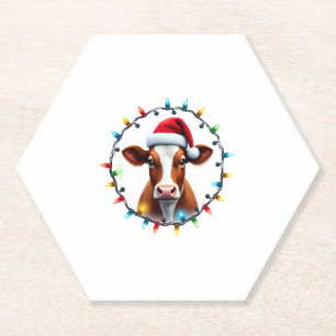 Farm Animal Xmas Pajamas Costume Farmer Christmas  Paper Coaster