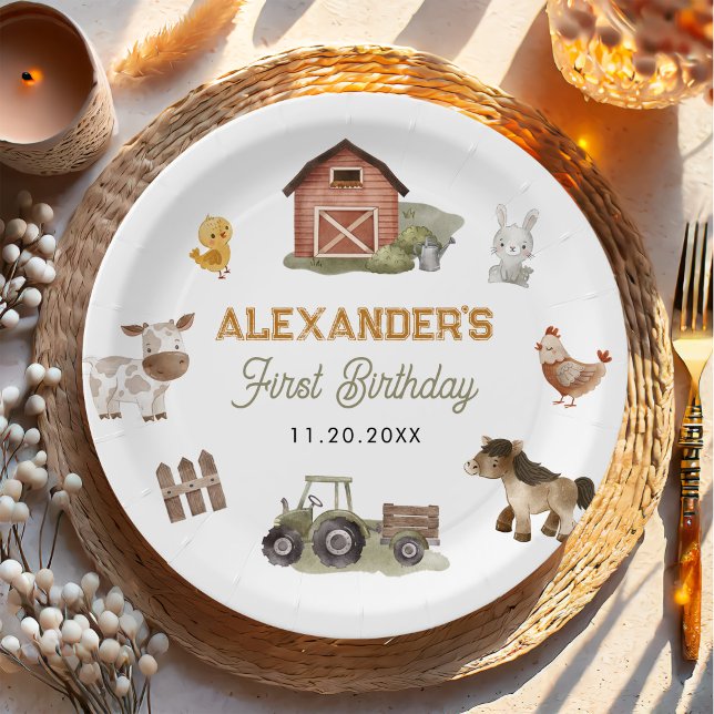 Farm Animals 1st Birthday Party Paper Plate (Creator Uploaded)